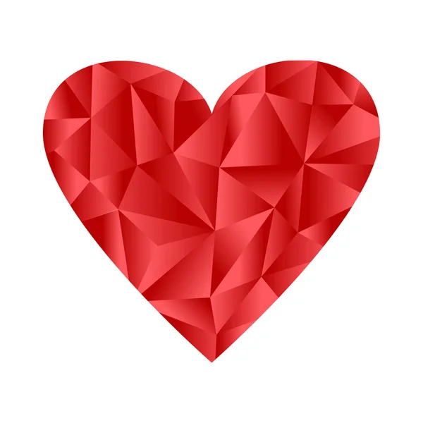 Icône Coeur Rouge Dans Style Low Poly Illustration Vectorielle — Image vectorielle