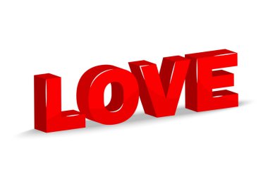 3D kırmızı yazıt aşk gölge ile. Vektör çizim