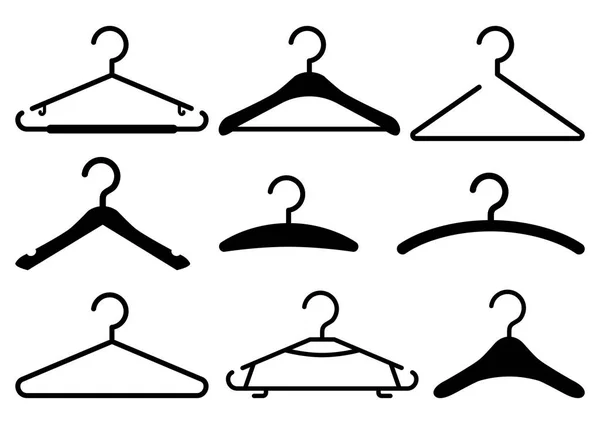 Black Set Hanger Icons Vector Illustration — Stok Vektör