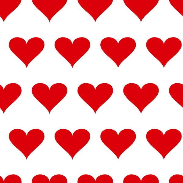 Patrón geométrico sin costura con corazones rojos aislados fondo blanco. Ilustración vectorial — Archivo Imágenes Vectoriales