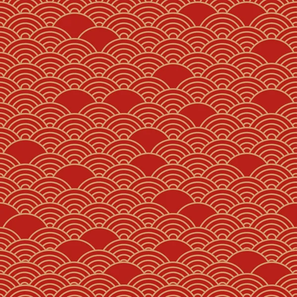 Patrón Rojo Chino Sin Costuras Fondo Oriental Ilustración Vectorial — Archivo Imágenes Vectoriales