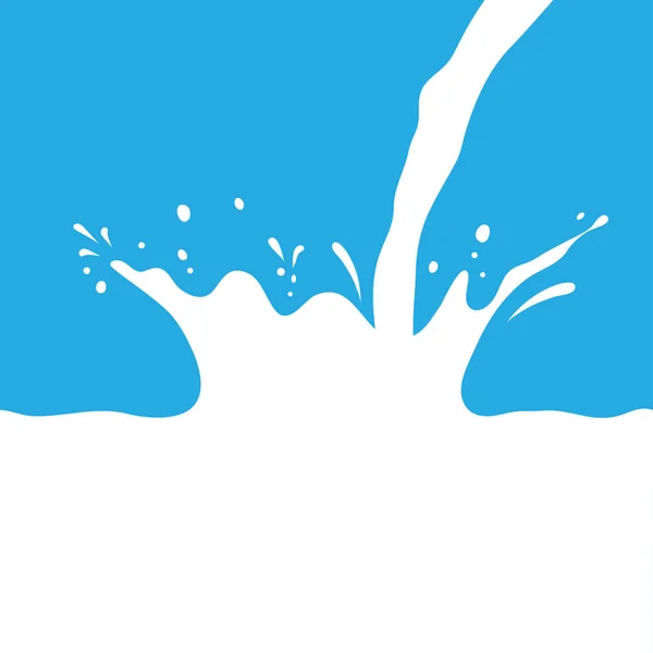 Mjölk Stänk Blå Bakgrund Vektor Illustration — Stock vektor