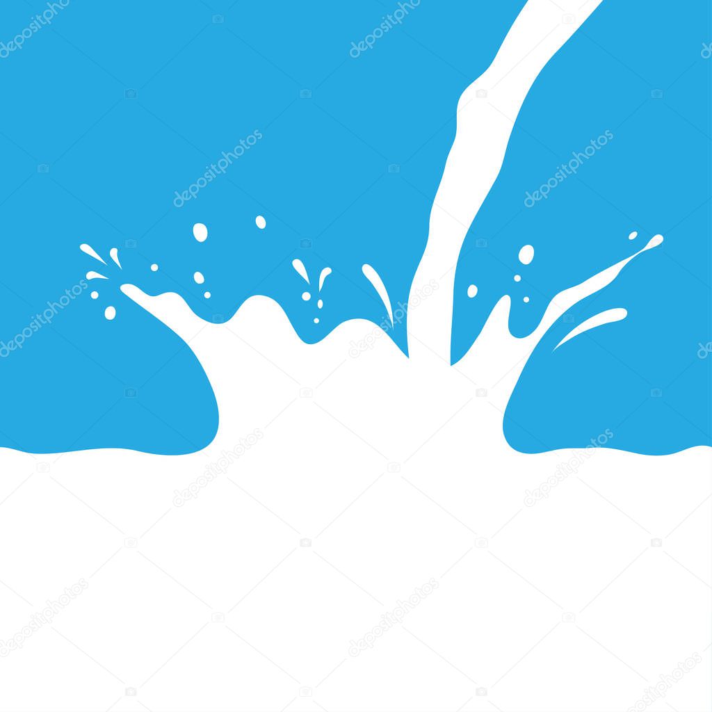Milk splash on blue background. Vector illustration