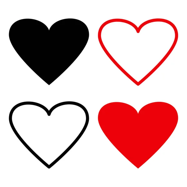Red Black Hearts Flat Outline Design Vector Illustration — Stock Vector