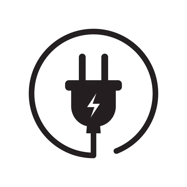 Electric Plug Black Icon Vector Illustration — Stock Vector