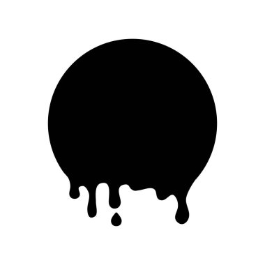 Siyah yuvarlak afiş, damlayan boya. Şablon arka plan aşağı akan. Kolay renk düzenleyin. Vektör çizim