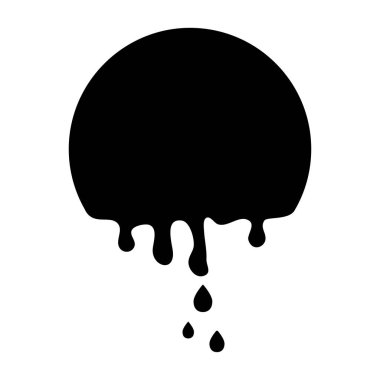 Siyah yuvarlak afiş, damlayan boya. Şablon arka plan aşağı akan. Kolay renk düzenleyin. Vektör çizim