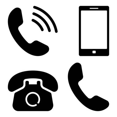 Siyah telefon simgeler kümesi. Vektör çizim