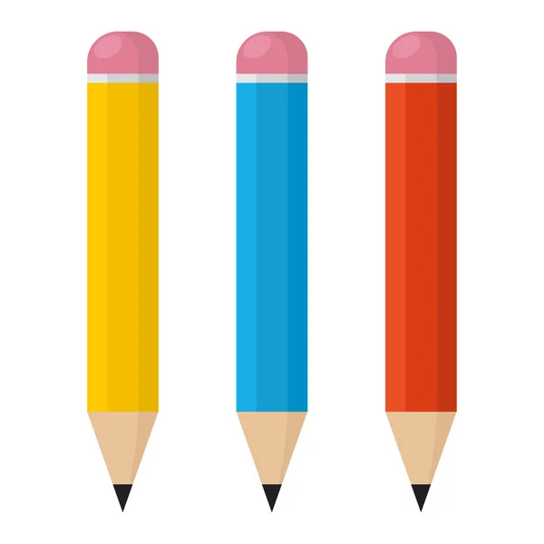 Crayons Colorés Avec Gomme Illustration Vectorielle — Image vectorielle