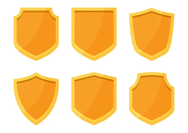 Golden Shields Collection Vector Illustration — Stock Vector