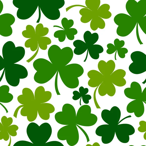 Green Seamless Pattern Four Tree Leaf Clovers Patrick Day Векторная — стоковый вектор