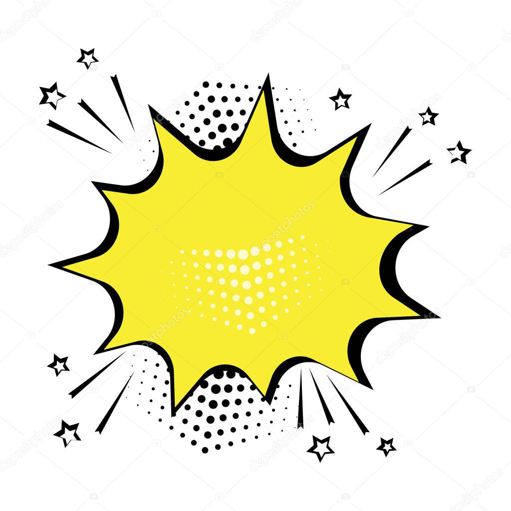 Yellow comic bubble for your text. Comic sound effects in pop art style. Vector illustration.