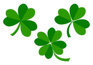 Yeşil yaprakları yonca Saint Patrick's Day için ayarlayın. Vektör çizim