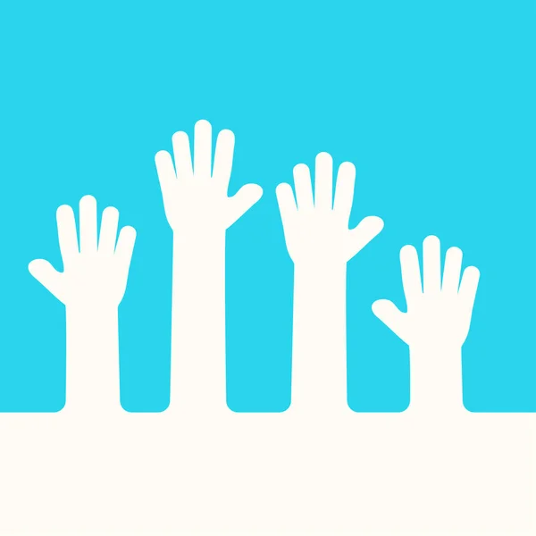 Поднимите Руки Бизнес Концепция Добровольчество Синий Белый Цвета Векторная Иллюстрация — стоковый вектор