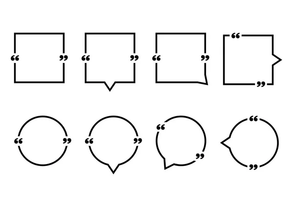 Satz von schwarzen quadratischen und runden Sprechblasen Zitat. Vektorillustration — Stockvektor