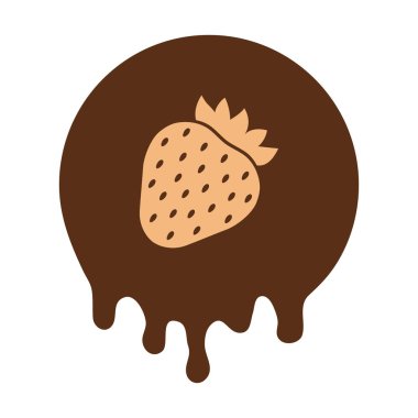 Çilek çikolata arka planda aşağı akan. Vektör çizim