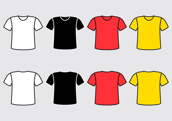 Conjunto de camiseta colorida, vista frontal y trasera. Ilustración vectorial — Vector de stock