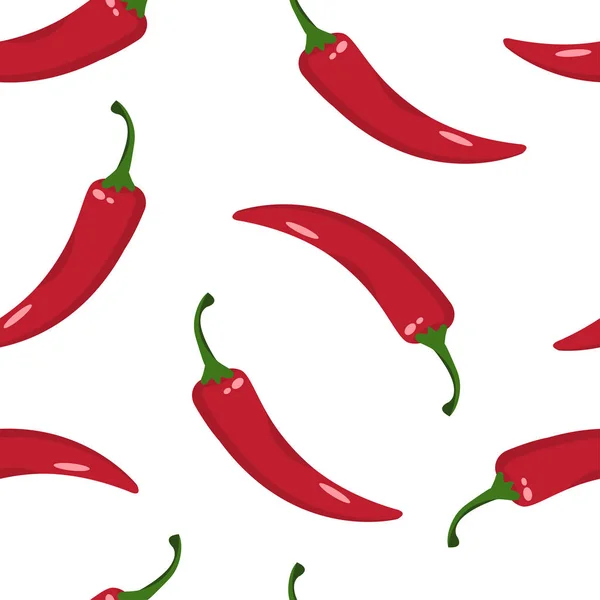 Απρόσκοπτη μοτίβο με κόκκινη καυτερή πιπεριά που απομονώνονται σε λευκό φόντο. Εικονογράφηση διάνυσμα — Διανυσματικό Αρχείο