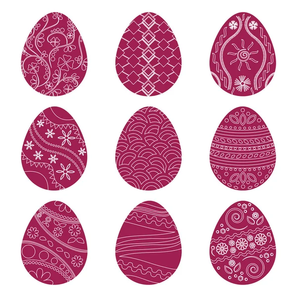 Colección coloreada de huevos de Pascua. Ilustración vectorial — Vector de stock