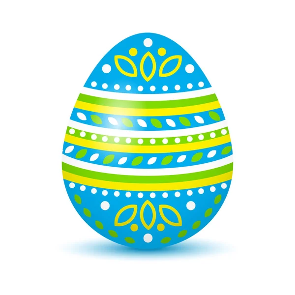 Huevo de Pascua colorido con sombra de colores, aislado sobre fondo blanco. Colores azul, verde y amarillo. Ilustración vectorial — Vector de stock
