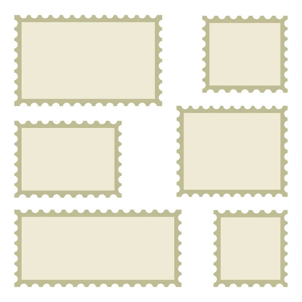 Conjunto de sellos postales en blanco de diferentes tamaños aislados sobre fondo blanco. Ilustración vectorial — Archivo Imágenes Vectoriales