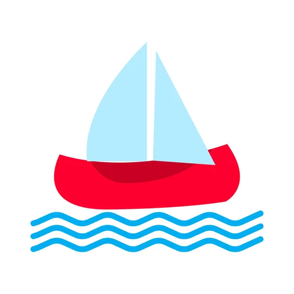 Boat icon with waves. Vector illustration — Stock Vector