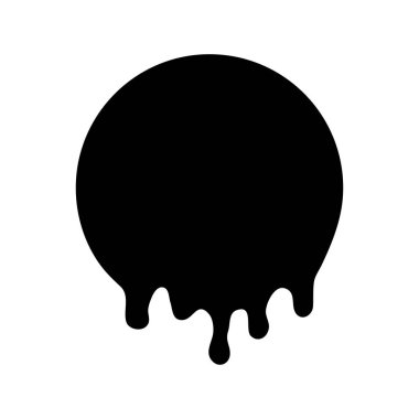 Siyah yuvarlak afiş, damlayan boya. Şablon arka plan aşağı akan. Vektör çizim