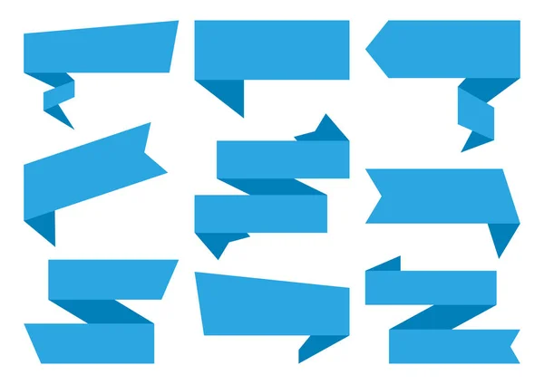 Μπλε σετ από διαφορετικές κορδέλλες πανό. Εικονογράφηση διάνυσμα — Διανυσματικό Αρχείο