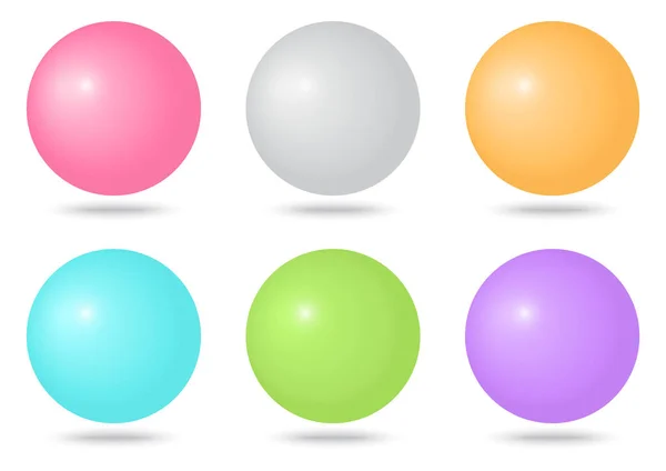 Ensemble de sphères colorées avec ombre. Illustration vectorielle — Image vectorielle