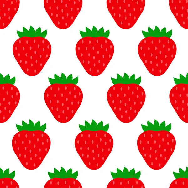 无缝的样式与红色草莓查出在白色背景。向量例证 — 图库矢量图片