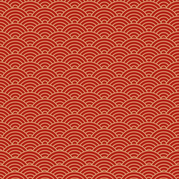 Rood chinees naadloos patroon, oosterse achtergrond. Vectorillustratie — Stockvector