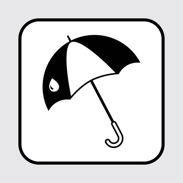 Μαύρο και άσπρο εικονίδιο ομπρέλα. Εικονογράφηση διάνυσμα — Διανυσματικό Αρχείο