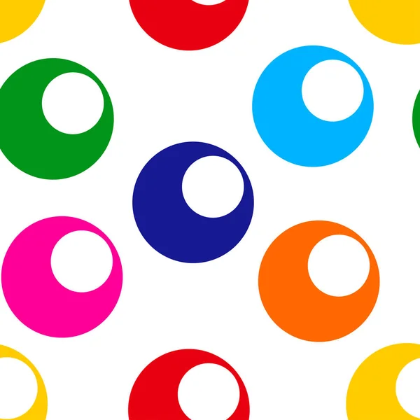 Απρόσκοπτη μοτίβο με λαμπρό πολύχρωμο κύκλο που απομονώνονται σε λευκό φόντο. Εικονογράφηση διάνυσμα — Διανυσματικό Αρχείο