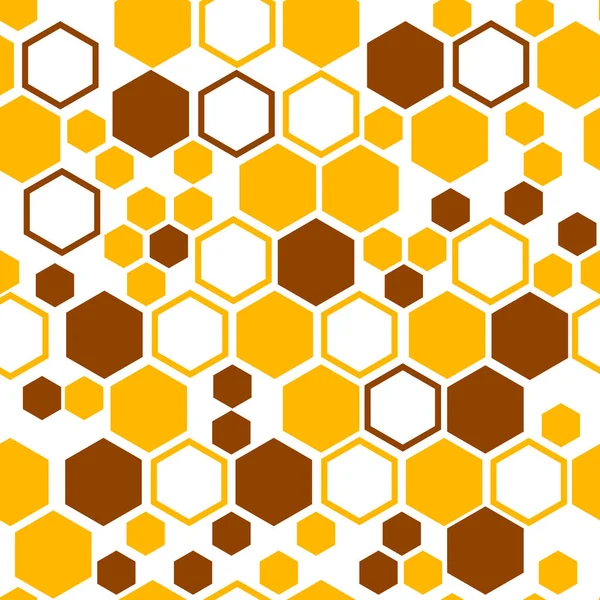 Geometric seamless pattern with yellow and brown honeycomb. Vector illustration — Stock Vector