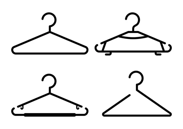 Conjunto preto de ícones de cabide, design de contorno. Ilustração vetorial — Vetor de Stock