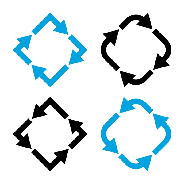 Uppsättning av olika pilar, svart och blå färger. Vektorillustration — Stock vektor