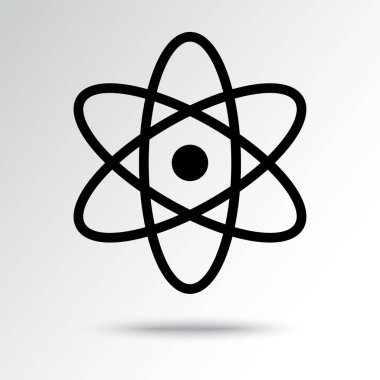 Gölge ile Atom simgesi. Vektör çizim