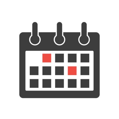 Kırmızı ve gri takvim simgesi. Vektör çizimi