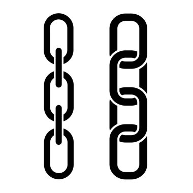 Metal zincir seti, siyah simgeler. Vektör çizimi