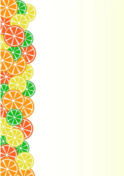 Bunte Zitrusfrüchte Hintergrund. Zitrone, Limette, Orange, Grapefruit. Vektorillustration. — Stockvektor