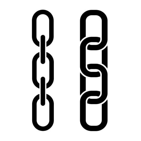 Набор металлических цепей, черные иконы. Векторная иллюстрация
