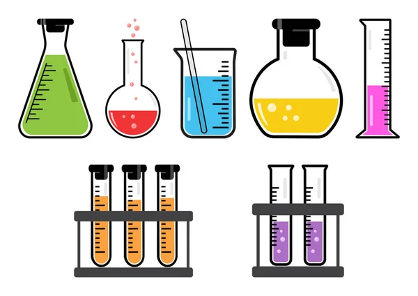 Farbenfrohe Set chemische Gefäße. Vektorillustration — Stockvektor