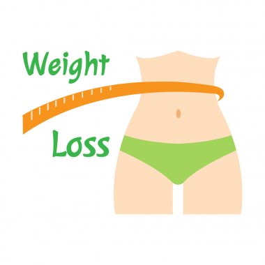 Cetvel ile renkli kadın silueti. Kilo kaybı. Vektör çizimi