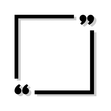 Metniniz için siyah çerçeve. Metin teklif işareti. Beyaz arka planda gölgesi olan odak köşelerinde siyah simge. Vektör çizimi