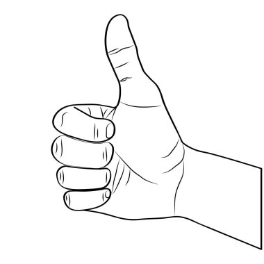 Başparmak yukarıya illüstrasyon. Çizilmiş. Vektör.