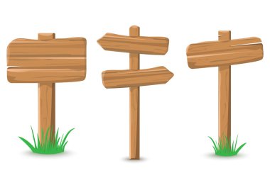 Renkli ahşap işareti, vektör çizim karikatür