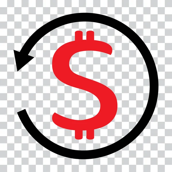 Röd och svart återbetalning-ikon. Dollar symbol på transparent bakgrund. Vektor illustration — Stock vektor