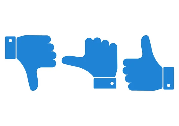 Blauwe set hand met de duim. Vector illustratie. — Stockvector