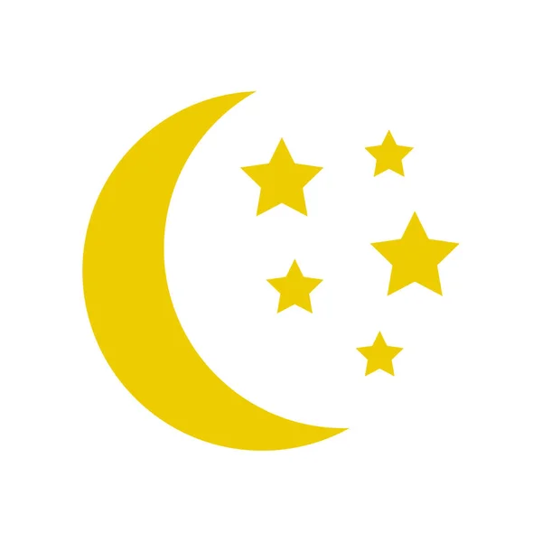 Luna y estrellas, icono amarillo del sueño. Ilustración vectorial — Vector de stock