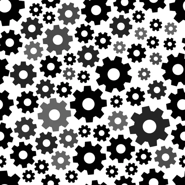 Patrón geométrico sin costura con engranajes negros. Ilustración vectorial — Vector de stock